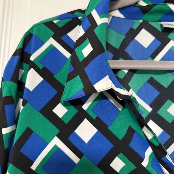 Catherines Women's Geometric Button Front 3/4 Sleeve Top Size 3X - Picture 4 of 14
